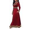 DOTBUY-SHOP Elegante Muslim Dress Woman Abaya Islamic Donna Maxi Moda Maniche Lunghe Girocollo Kaftan Caftan Dubai Vintage Casual Loose per Vita Quotidiana Plus Size