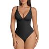 FeelinGirl Body Contenitivo Modellante Intimo Donna: Eleganza e Comfort con Scollo a V e Schiena Scoperta, Gonna Ventre Piatto e Stringa (Nero 3XL)
