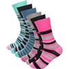 GM Apparel Calzini da donna in bambù non elastici per diabetici, antibatterici, morbidi, traspiranti, traspiranti, delicati sulla pelle, per l'uso quotidiano, confezione da 6 paia, DESIGN-6, 4-8