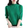 Mnjyihy Maglione Moda Donna Mezza Manica Corta in Lana Merino Basic con Collo A Lupetto Lavorato A Maglia in Cashmere
