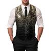 Generisch Gilet da uomo con paillette, con scollo a V, blazer con paillette, giacca da discoteca, da uomo, senza maniche, per carnevale, matrimoni, feste, gold, L