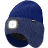 ATNKE LED Illuminato Berretto Cappello con Paraorecchie,USB Ricaricabile 4 LED Corsa Cappello Lampada Invernale Calda Pile Foderato Lavorato Beanie Regali per Uomo e Donna