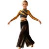 JEATHA Bambini Conjunto Danza Lirica Schiena Tagliata Gambe Larghe Ginnastica Danza Jazz Maglietta Scintillante Lirica Pantaloni Seta
