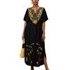 LikeJump Abito da Donna con Ricamo in Caftano, Taglie Forti, Abito da Spiaggia Lungo, Kimono, D Nero 3., Taglia Unica
