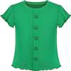 Sunny Fashion Ragazze Maglietta Top Corto Marrone Lattuga Tagliare A Costine Lavorare a Maglia Pulsante Casuale 4-10 Anni