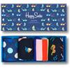 Happy Socks 4-Pack Navy Socks Set, colorate e divertenti, Calzini per uomo e donna, Blu-Verde-Rosa-Rosso (36-40)