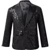 Freebily Blazer Bambini e Ragazzi Giacca con Paillettes Slim Fit Capotto Tuxedo Giacche Eleganti Vestiti da Cerimonia Nuziale Blazer Smoking Battesimo Matrimonio, 6-16 Anni Nero 13-14 Anni
