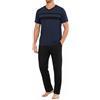 Marvmys Pigiami Uomo Cotone Due Pezzi Scollo a V Maniche Corte e Pantaloni Pigiama Lunghi Colori Contrastanti Completino per Casa Leggero Morbido