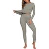 IWOLLENCE Set di biancheria intima termica da donna, in pile e comodo, grigio caldo., L