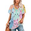 SMBHIAON Maglietta da Donna Oversize, Faccia di Gatto Rosa dei Cartoni Animati Maglietta da Donna A Maniche Corte, con Scollo A V Profondo,Moda Simpatico Disegno di Gatto Verde Leggera Maglietta Estiva