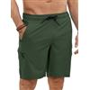 YloveM Costume Uomo Mare Slip con Tasca Cerniera Mare con Coulisse Spiaggia Costumi da Bagno Boxer Uomo 2 in 1 con Fodera Asciugatura Rapida Pantaloncini Palestra Uomo Surf Piscina Verde Militare M