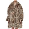 RIZUNTO Felpa Coperta Oversize con Cappuccio,Felpa Coperta Indossabile con Maniche,Cozy Hoodie Felpa Pile per Donna Regalo,Leopardo