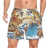 Niigeu Classico Drago Tigre Giapponese Costume da Uomo Bagno Pantaloncini da Surfe Costumi Spiaggia Calzoncini