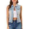 Allegra K Donna Gilet in Denim Lavato senza Maniche Giacca Jean