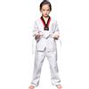 Amur Leopard Tuta Taekwondo Bambino Uniforme Professionale per Arti Marziali Karate Costumi Taekwondo Bambina con Cintura, Collare Nero e Rosso, 120/6-7 Anni