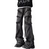 Generic Jeans Baggy da Uomo Y2k Pantaloni Hip Hop Jeans Impilati per Le Donne Mid Rise Moda Grunge Streetwear Vestiti Nero