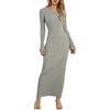 Geagodelia Maxi Abito Lungo da Donna Invernale a Maniche Lunghe Scollo Rotondo Abito Tinta Unita a Maglia Lungo Aderente Elasticizzato