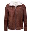 Infinity Leather Giacca Volante in Pelle di Montone Harington in Pelle Bomber Marrone e Crema da Uomo M