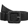 Giomos Cintura elastica in paglia intrecciata da donna, in rafia intrecciata, stile bohémien, per abiti estivi, Fibbia Quadrata-nero, XL: Fit waist size up to 45