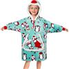 OLAOLA Unisex Felpa con Cappuccio Oversize per Bambini, Coperta con Maniche e Tasche in Pile Sherpa, Felpa Coperta Indossabile per Ragazzi Ragazze (Pinguino)
