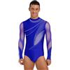 dPois Uomo Body da Ballo Latino Americano Tango Body Danza Classica Standard Moderna Manica Lunga Balletto Leotards Costume Danza Samba Rumba Salsa Prestazioni Blu reale L