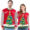 JOYIN Brutto maglione natalizio da donna, a LED, con lampadina integrata, maglione natalizio divertente, per famiglie/donne, colore nero, rosso