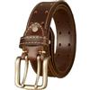 OBASDFD Cintura Casual For Jeans A Doppio Ardiglione, Con Occhielli, Vera Pelle Pieno Fiore, Punto Fibbia Resistente(Coffee,115cm/waist:39)