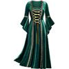 HAOLEI Rinascimentale Costume Carnevale Donna Vestito Gotico Donna Curvys Medievale Velluto Abito Manica Lunga Fancy Cosplay Vestito Vintage Carnevale Partito Halloween 2024