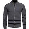 IQYU Cardigan da lavoro Maglione per uomo tinta unita Slim Fit Top Camicetta Moda uomo Colletto in piedi Maglione Maglieria Inverno Caldo Cardigan Maglieria Coperta Felpa Felpa Lana Felpa con