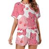 Generic Set pigiama da donna a maniche corte con orsetti gommosi e torta di fragole set top e pantaloncini da notte, Stile:, L
