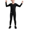 Vxuxlje Bambini Bambini Set Compressione Termica Manica Lunga Top E Leggings Set Atletico Palestra Sport Fitness Intimo Abbigliamento Nero 5-6 Anni