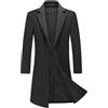 MODFUL Trench lungo da uomo in lana, imbottito, lunghezza al ginocchio, caldo soprabito casual peacoat slim fit capospalla, Nero , XL