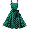 Generico Vestito Anni 50 Donna - Rockabilly Abito da Donna Vintage Anni '50, Senza Maniche, a Pois, Stile Coctail, alla Elegante degli Anni '60, con Spalline Sottili, Tunica, per Feste, Balli, Carnevale