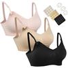 HOFISH Reggiseno da Allattamento maternità a Coppa Piena Leggermente Imbottito Senza Ferretto, Confezione da 3 Pezzi (Rosa-Nero-Beige), Taglia L