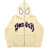 Silver Basic Felpa con Cappuccio Oversize Spider da Uomo Grunge Vintage Y2K Clothes Full Zip Spider Web Printing Vintage Gothic Sweatjacke Unisex S,KhakiBlack-2