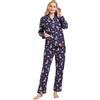 GLOBAL Pigiama Donna Flanella|Donna Pigiami Cotone Maniche Lunghe| Pigiami Due Pezzi da Donna| Camicie da Notte da Donna| Pjs Confortevole| Sleepwear Caldo Morbido Blu,Cane L