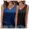 ZEAGOO Confezione da 2 canottiere da donna in raso, elegante, in seta, basic, scollo a V, canottiera estiva, taglie XS-XXL