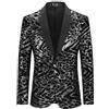 Allthemen Blazer Uomo Casual in Velluto Scollo Notch di Lusso Giacca Slim Fit Floral Prints Chic Jackets 41# Nero M