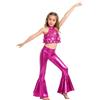 Kaerm Ragazze Completi Sportivi da Danza Moderna Jazz Hip Hop Tuta da Ballo Latino Americano Tango con Paillettes Lucide Crop Top da Ginnastica + Pantaloni Leggings Rosa caldo 9-10 anni