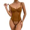 Generic Body da Donna Sexy Spaghetti Cinturino Mesh Bodysuit Collo Quadrato Patchwork a Rete Trasparente Jumpsuits Elasticizzato Senza Maniche Going Out Leotard Top