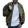 Onsoyours Giacca da Uomo Invernale Elegante Vintage Fashion Baseball Cappotti con Zip E Tasche Giubbotto Coat Casual Militare Bomber Jacket Cappotto A Army Green S