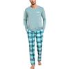 Leversic Pigiama Uomo Invernale Cotone Pigiama Due Pezzi Pigiama Maniche Lunghe e Pantaloni a Quadri S-4XL