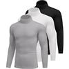 Ekouaer Maglia Termiche da Uomo Invernale Biancheria Intimo Termica a Maniche Lunghe a Collo Alto Nero+Bianco+Grigio Chiaro S