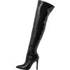 Generisch Stivali sopra il ginocchio da donna Shark Boots morbida cerniera interna in pelle verniciata con tacco alto, stivali elastici sopra il ginocchio per esterni, Nero , 38 EU