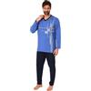 Normann Pigiama da uomo a maniche lunghe con elegante stampa frontale dal design senza tempo, Blu, 62