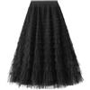 Jemsia Gonna da donna in tulle midi con volant gonna a più livelli elegante elastica a vita alta sottoveste a rete tutù lungo gonne fluide per ballo di fine anno ritorno a casa festa di compleanno,