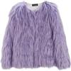 Genérico Cappotto in pile sintetico da donna cappotto corto giacca in pile aperto taglie forti giacca di peluche calda e confortevole cardigan tipo Teddy a maniche lunghe, Viola, M