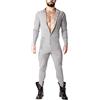 Muscle Alive Uomo Tuta Intera da Maniche Corte Uomo in Tutina Henley in Cotone Elasticizzato Super Confortevole