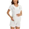 FEOYA Tuta Premaman Corta in Cotone Salopette Casual con Bottoni per Donne Incinte Overalls Largi e Comodi per Estate Bianco M