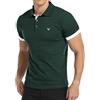 KUYIGO Polo a Manica Corta da Uomo in Tessuto di Cotone Fresco e Traspirante Premium S Verde Scuro